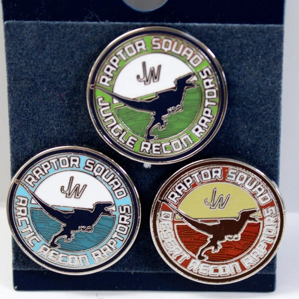 Universal Studios Jurassic World Recon Raptor Squad Pin Set of 3